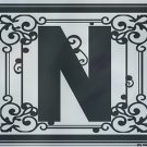 Monogram Floral Family Vinyl with Last Name Custom Wall Vinyl Decal - Letter N