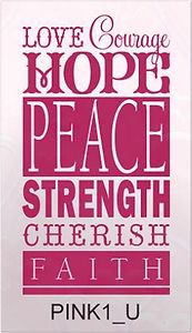 Breast Cancer Awareness - Courage Love Hope Peace Strength Cherish Vehicle Decal