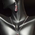 Lucky Eye Purple, White & Red Pendant, Necklace and Earring Set