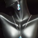 Lucky Eye Light Blue, White and Red Pendant, Necklace and Earring Set