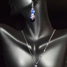 Lucky Eye Dark Blue, White and Yellow Pendant, Necklace and Earring Set