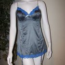 HOT TOPIC Gray and Blue Lace Size 32B Bustier / Thong Set Corset Garter