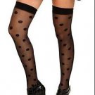 HOT TOPIC Black Polka Dot Thigh Highs