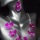 Stunning Purple and Silver Tear Necklace and Earring Set with Nickle-free Chain