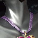 Stunning Purple and Gold Heart Necklace and Earring Set with Cord Necklace