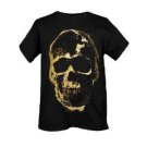 HOT TOPIC P.O.S. Skull T-Shirt Size Small - Black With Gold Skull