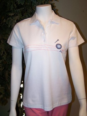 LINE UP Womans Medium White Golf Blouse Top