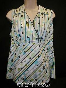Manhattan Girl Sleeveless Top Green/Black/Blue Sz M NWT