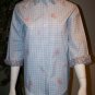 KENETH TOO Womans Large Plaid Blouse - Light Blue Plaid