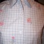 KENETH TOO Womans Large Plaid Blouse - Light Blue Plaid