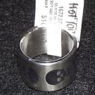 Hot Topic Stainless Steel Wide Band Skull and Crossbone Ring - Size 7