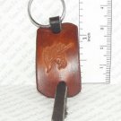 Hand Tooled Leather Keychain - Unicorn Pegasus Head in Dark Brown Leather