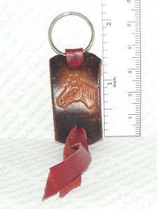 Hand Tooled Leather Keychain - Horse Head in Black and Brown Leather