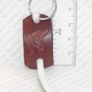 Hand Tooled Leather Keychain - Dark Leather and White Unicorn Tooled Leather
