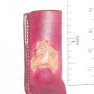 Hand Tooled Leather Bic Lighter Cover - Red and Tan Dual Side Horse Tooled