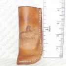 Hand Tooled Leather Bic Lighter Cover - Cowboy on Horseback Single Sided