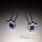 Rhinestone Crystal Black Rose Flower Hair Pins Bun Pins Wedding Accessories NEW