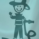 Male Firefighter Stick Family Decal