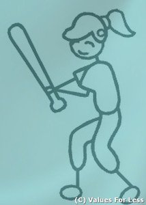 Female Batter Baseball Player Stick Family Decal