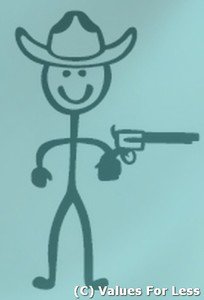 Cowboy with Pistol Stick Family Decal