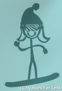 Female Snowboarder Snowboarding Mom Stick Family Decal