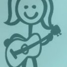 Female Acoustic Guitar Player Stick Family Decal