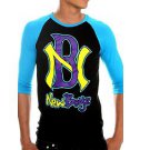 HOT TOPIC New Boyz Black And Blue Raglan Medium T-Shirt