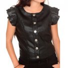 HOT TOPIC Black Pleather Ruffle Crop Sleeved Small Jacket