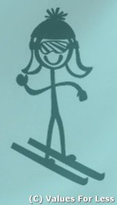 The Ski Family Dad, Mom, Son, Daughter Stick Family CUSTOM FAMILY DECAL 5" TALL