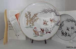 Fukagawa Porcelain Beneath The Plum Branch Warabe No Haiku Collector Plate