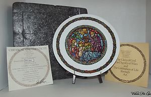 Noel Vitral Dans la Crechi by Restieau Henri D'Arceau Collector Plate