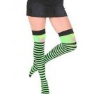 HOT TOPIC Neon Green and Black Peace Thigh Highs