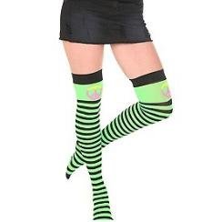 HOT TOPIC Neon Green and Black Peace Thigh Highs