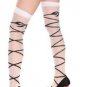 HOT TOPIC Opaque with Black Ribbon Thigh Highs