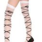 HOT TOPIC Opaque with Black Ribbon Thigh Highs