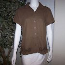 Gloria Vanderbilt Women's Casual Button Down Size Small Brown Shirt