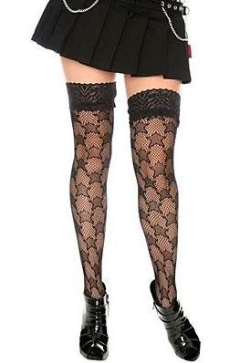 HOT TOPIC Black Fishnet Stars Thigh Highs