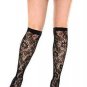 HOT TOPIC Black Floral Leaf Fishnet Thigh Highs