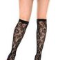 HOT TOPIC Black Floral Leaf Fishnet Thigh Highs