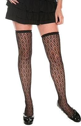 HOT TOPIC Black Feather Diamond Thigh Highs