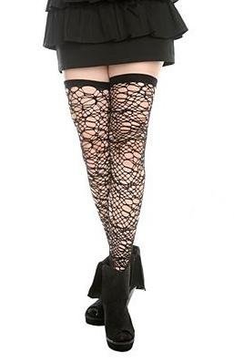 HOT TOPIC Black Looped Thigh Highs