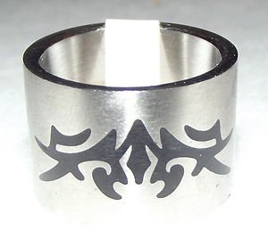Hot Topic Stainless Steel Wide Band Tribal Ring - Size 9