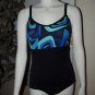 REEBOK Swim Gold Women Size XL 16-18 Streamer Print Swimwear Swim Sport Fashion