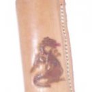 Hand Tooled Leather Bic Lighter Cover - Single Sided Dragon - Brown with Red