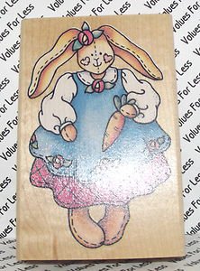 Rubber Mounted Stamp Rubber Stampede A1314F Bunny with Carrot 2 1/4" x 3 3/4"