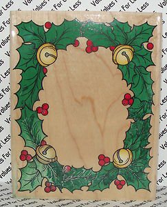 Rubber Mounted Stamp Hero Arts S-209 Big Holly Frame with Bells 4" x 4 1/2"