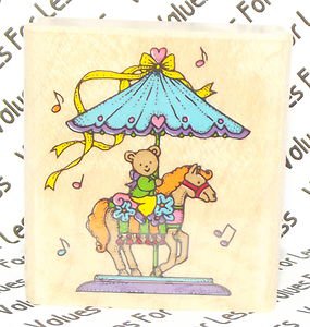 Rubber Mounted Stamp Hero Arts Carousel Bear C-697 1 1/4" x 1 1/2" Mounted Stamp