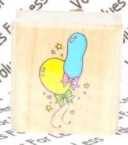 Rubber Mounted Stamp Hero Arts A-787 Two Balloons 1/2" x 1" Stamp