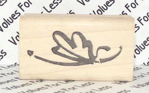 Rubber Mounted Stamp DeName Designs Sketched Butterfly Insect 1 1/2" x 1/2"