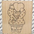 Rubber Mounted Stamp D.O.T.S. DOTS Q162 Bunny Love Bunny with Heart 2"x 3 1/4"